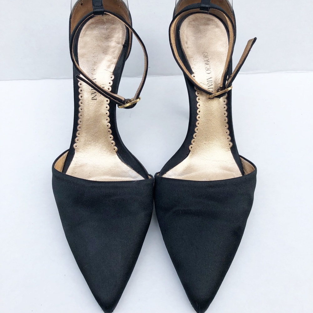 Giorgio Armani Black Satin heels with ankle strap - Picture 2 of 7